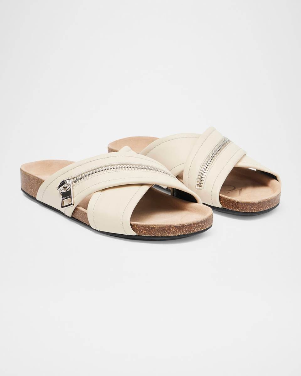 Biker Leather Zipper Crisscross Sandals